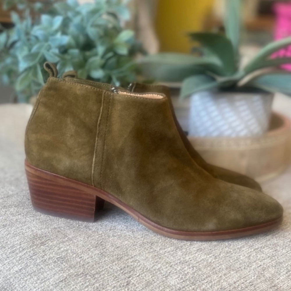 J Crew Olive Green Suede Ankle Boots